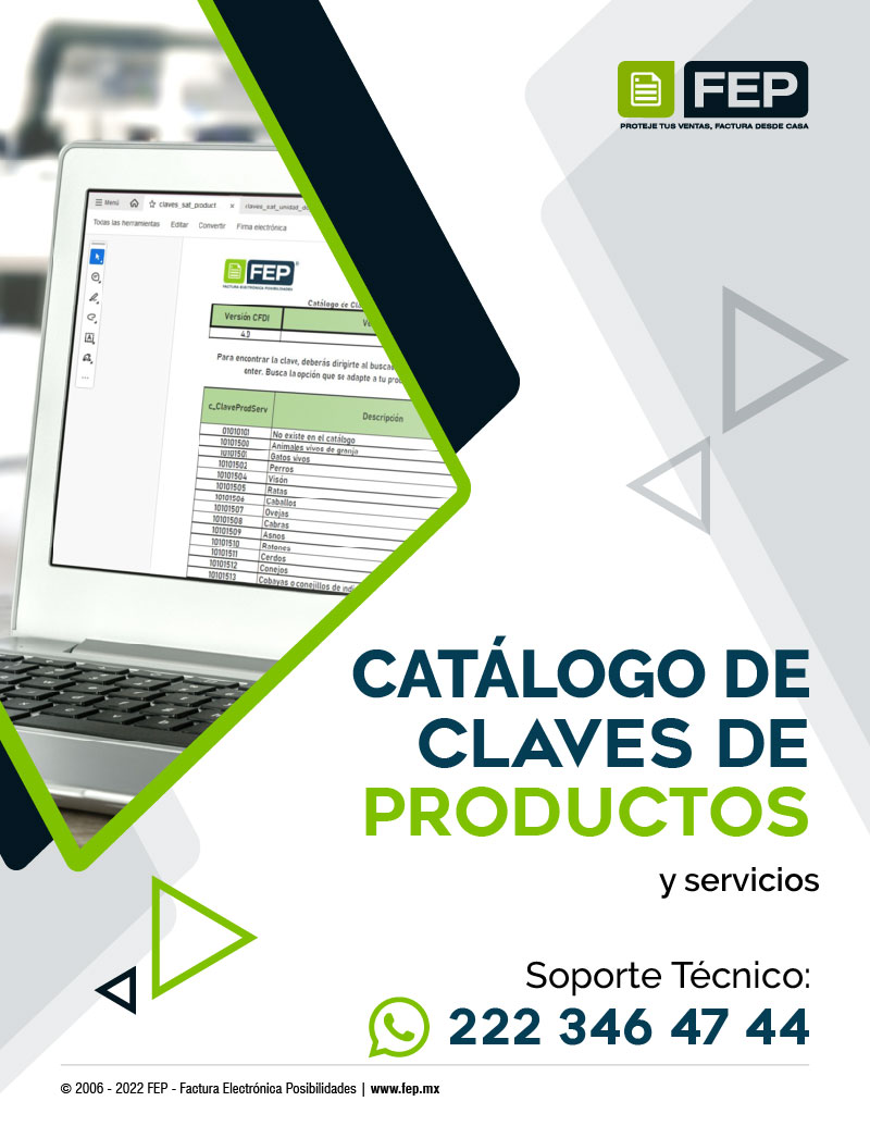 Catálogo claves de productos y servicios SAT